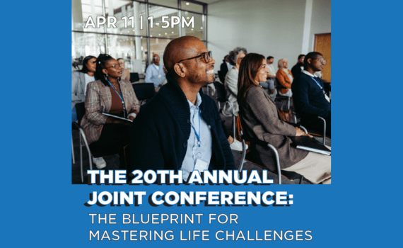joint conference flyer, people sitting at a conference