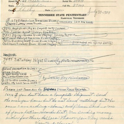 Letter from TN State Penitentiary