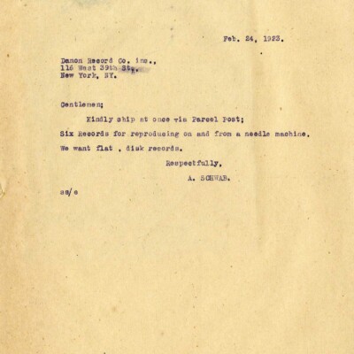 Letter to Danon Record Co.