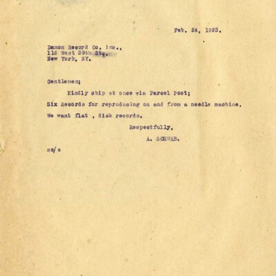 Letter to Danon Record Co.