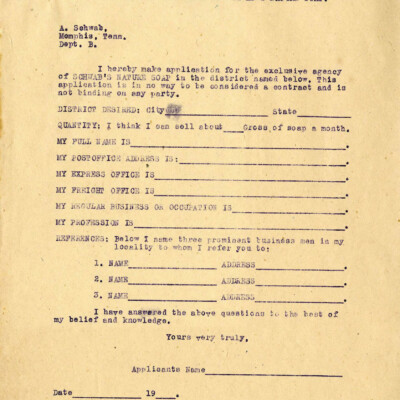 Schwab's Nature Soap Sales Agent application Digital ID ASC1658
