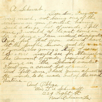 Correspondence, A. Schwab and Mrs. G. A. Schmidt Correspondence, A. Schwab and Mrs. G. A. Schmidt