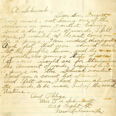 Correspondence, A. Schwab and Mrs. G. A. Schmidt Correspondence, A. Schwab and Mrs. G. A. Schmidt