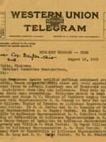 Telegram from U.S. Senator Kenneth McKellar to George White, Democratic party chair, and Gov. James Cox, the Democratic presidential nominee, urging them to use their influence to get certain men in Tennessee to lobby their friends in the state legislature on behalf of the pro-suffrage movement.