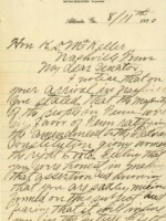 Handwritten letter to Senator McKellar complaining that his stance in favor of women's suffrage does not represent the attitude of the majority of people in the South.