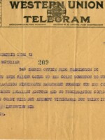 Telegram from Thomas K. Riddick to Senator McKellar concerning an attempt to withdraw the state's ratification. Riddick warns that Speaker Seth M. Walker is attempting to get U.S. Secretary of State Bainbridge Colby to issue a proclamation stating that Tennessee has withdrawn it's ratification.