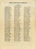 A list of all the members of the Men's Ratification Committee, which consisted of prominent well-connected men throughout the state. Included are Memphians Mayor Rowlett Paine, Congressman Hubert Fisher, E. H. Crump, C.P.J. Mooney, and Clarence Saunders.