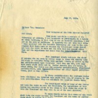Copy of a letter from Senator Kenneth D. McKellar to Mrs. John D. McNeel, who served as chairman of Alabama's Ratification Committee. The letter is in response to Mrs. McNeel's request for McKellar's views and an endorsement that could be used as part of a campaign for ratification in Alabama.