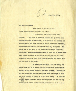 Response from Senator McKellar, addressing the concerns of his constituent, "The negro men do not vote in the South and the negro women will not either.”