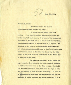 Response from Senator McKellar, addressing the concerns of his constituent, "The negro men do not vote in the South and the negro women will not either.”