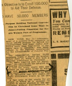 Newspaper clipping covering voting rights efforts by the NAACP.