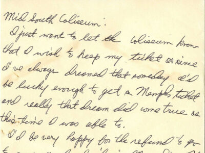 Letter from fan, Shirlene Clemons