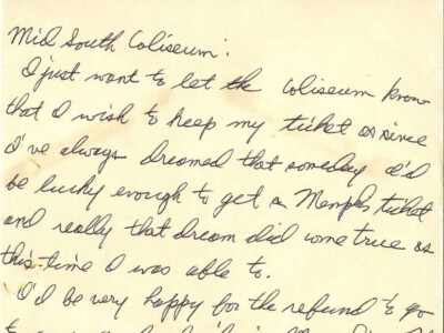 Letter from fan, Shirlene Clemons