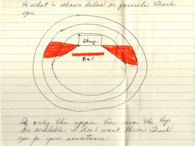 Letter with drawing requesting tickets to Elvis Concert