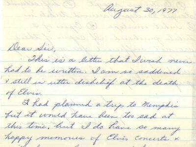 Correspondence from Elvis fan to the Mid-South Coliseum