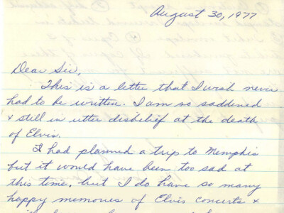 Correspondence from Elvis fan to the Mid-South Coliseum