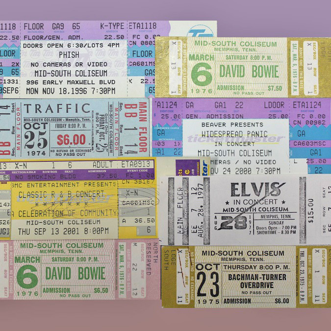 Photo of tickets from Mid-South Coliseum