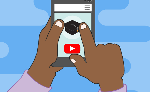 Illustration of an African American holding a phone about to tap on YouTube video.